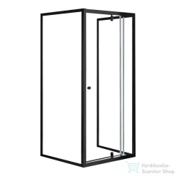   Leziter Flexi falsíkra szerelhető szögletes zuhanykabin 90x90 cm zuhanytálca nélkül fekete LF011B_LF1290B