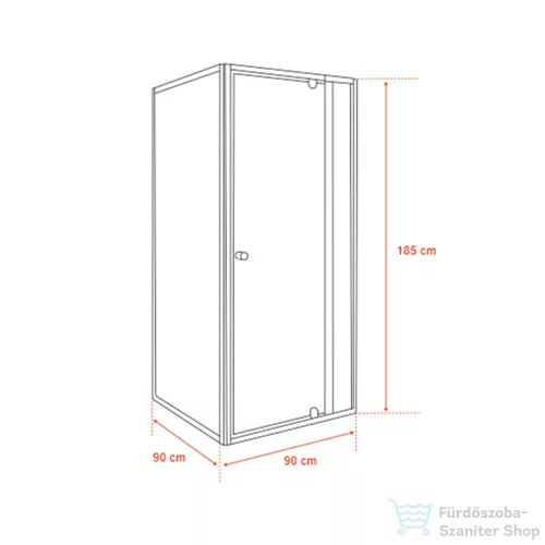 Leziter Flexi sarokba szerelhető szögletes zuhanykabin 90x90 cm zuhanytálca nélkül fekete LF011B_LF1290SB