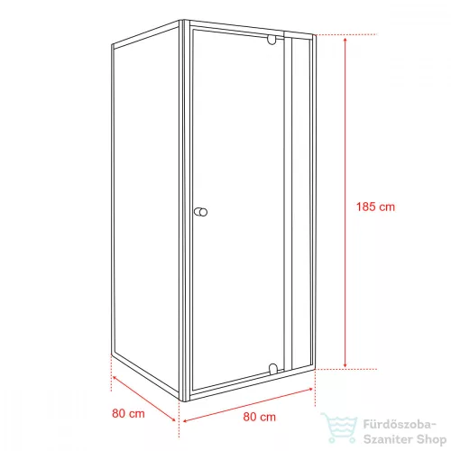 Leziter Flexi sarokba szerelhető szögletes zuhanykabin 80x80 cm zuhanytálca nélkül LF011_LF1280S