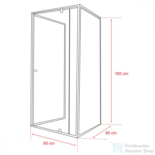Leziter Flexi falsíkra szerelhető szögletes zuhanykabin 80x80 cm zuhanytálca nélkül LF011_LF1280