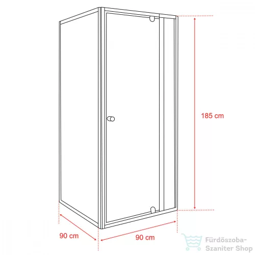 Leziter Flexi sarokba szerelhető szögletes zuhanykabin 90x90 cm zuhanytálca nélkül LF011_LF1290S