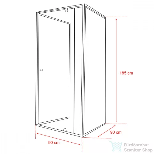 Leziter Flexi falsíkra szerelhető szögletes zuhanykabin 90x90 cm zuhanytálca nélkül LF011_LF1290