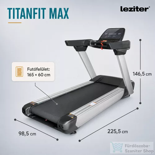 Leziter Futópad Led kijelzővel Titanfit Max 200 Kg, 3 LE, 1-25 Km/h, dőlésszög 0-18 százalék LFP-M9
