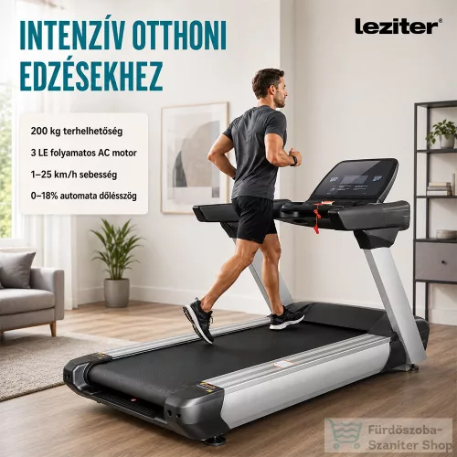Leziter Futópad Led kijelzővel Titanfit Max 200 Kg, 3 LE, 1-25 Km/h, dőlésszög 0-18 százalék LFP-M9