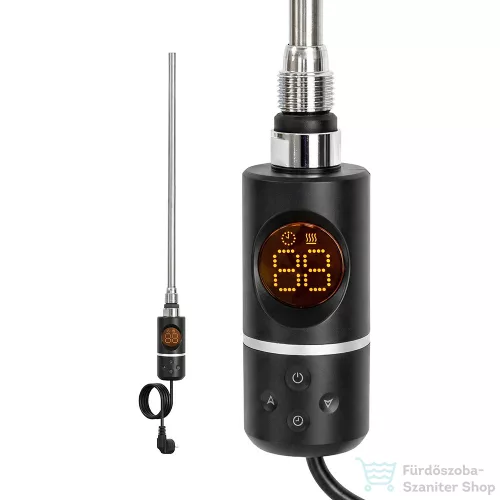 Leziter Elektromos fűtőpatron törölközőszárító radiátorhoz digitális hőfokszabályozóval 400W fekete LFP04-400W-B