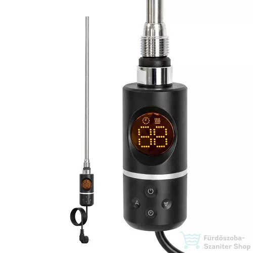 Leziter Elektromos fűtőpatron törölközőszárító radiátorhoz digitális hőfokszabályozóval 600W fekete LFP04-600W-B