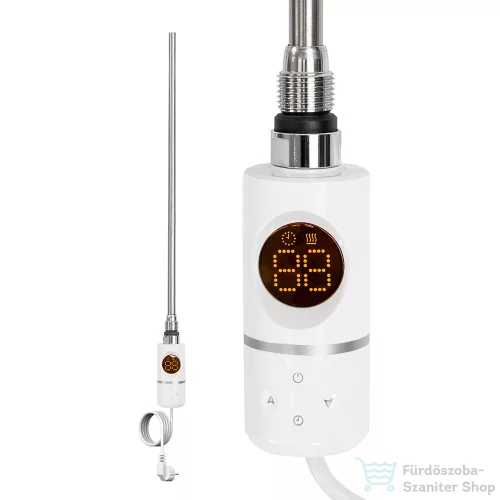 Leziter Elektromos fűtőpatron törölközőszárító radiátorhoz digitális hőfokszabályozóval 600W fehér LFP04-600W-W