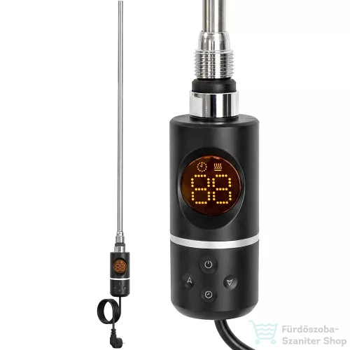 Leziter Elektromos fűtőpatron törölközőszárító radiátorhoz digitális hőfokszabályozóval 800W fekete LFP04-800W-B