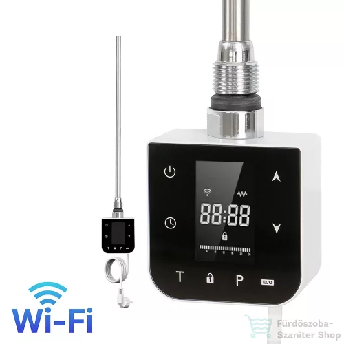 Leziter Wifi-s fűtőpatron törölközőszárító radiátorhoz digitális hőfokszabályozóval 400W fehér LFPW05-400W-W