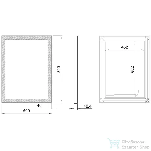 Sapho GANO tükör LED világítással, 60x80cm, fekete (LG260)