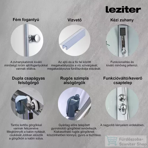 Leziter Valerie 80x120 cm szögletes hidromasszázs zuhanykabin LH8012W