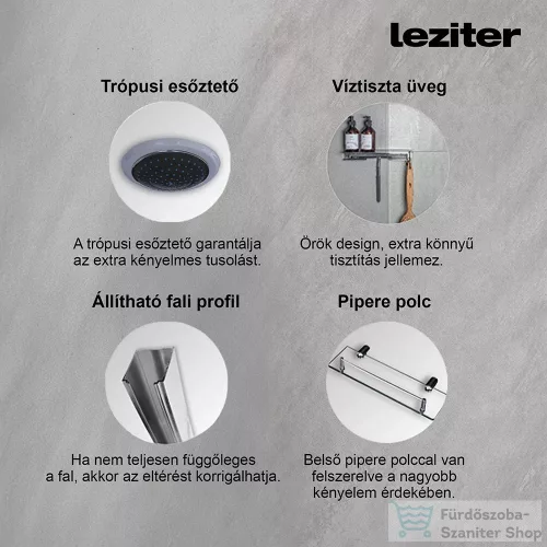 Leziter Valerie 80x120 cm szögletes hidromasszázs zuhanykabin LH8012W
