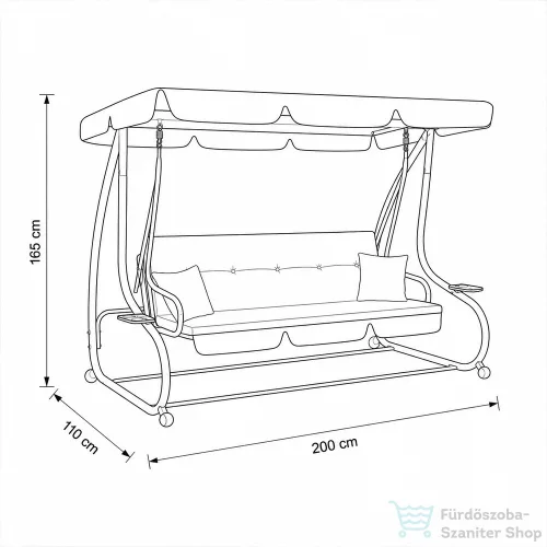 Leziter Bellavista Slim kerti hintaágy szürke LHA-200-GRA