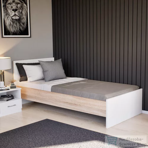 Leziter Miami egyszemélyes ágy 90x200 cm fehér-sonoma tölgy LMEA90FST