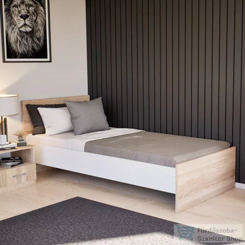 Leziter Miami egyszemélyes ágy 90x200 cm sonoma tölgy-fehér LMEA90STF