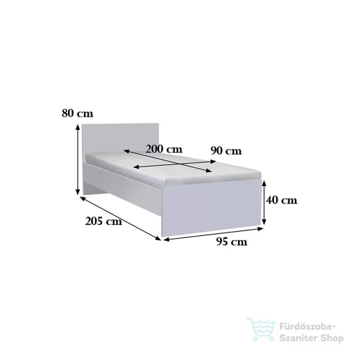 Leziter Miami egyszemélyes ágy 90x200 cm sonoma tölgy-fehér LMEA90STF