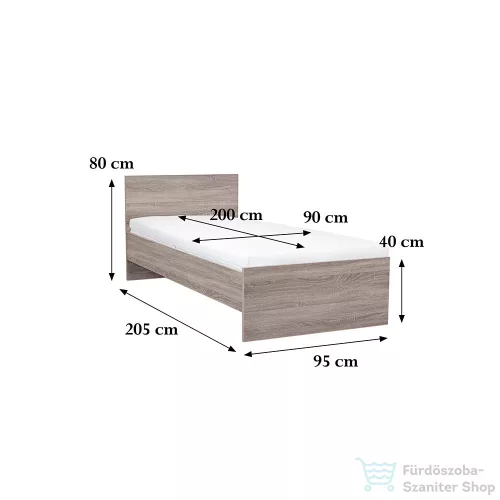 Leziter Miami egyszemélyes ágy 90x200 cm yorki tölgy-yorki tölgy LMEA90YTYT