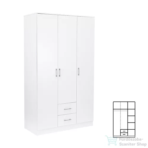 Leziter Miami gardróbszekrény 120x205 cm fehér-fehér LMGSZ120FF