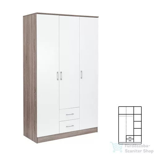 Leziter Miami gardróbszekrény 120x205 cm fehér-yorki tölgy LMGSZ120FYT
