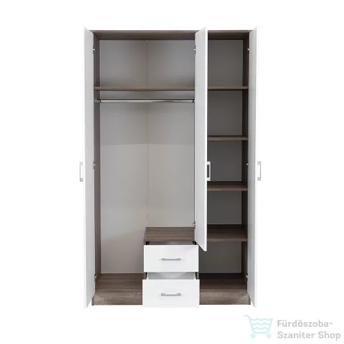 Leziter Miami gardróbszekrény 120x205 cm fehér-yorki tölgy LMGSZ120FYT