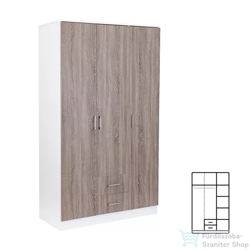 Leziter Miami gardróbszekrény 120x205 cm yorki tölgy-fehér LMGSZ120YTF
