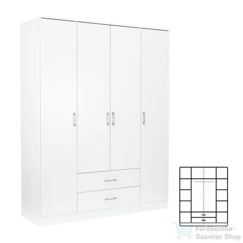 Leziter Miami gardróbszekrény 160x205 cm fehér-fehér LMGSZ160FF