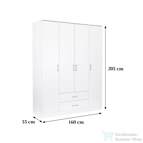 Leziter Miami gardróbszekrény 160x205 cm fehér-fehér LMGSZ160FF