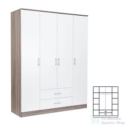   Leziter Miami gardróbszekrény 160x205 cm fehér-yorki tölgy LMGSZ160FYT