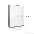 Leziter Miami gardróbszekrény 160x205 cm fehér-yorki tölgy LMGSZ160FYT