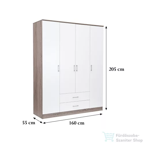 Leziter Miami gardróbszekrény 160x205 cm fehér-yorki tölgy LMGSZ160FYT