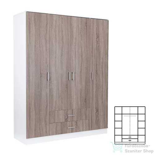 Leziter Miami gardróbszekrény 160x205 cm yorki tölgy-fehér LMGSZ160YTF