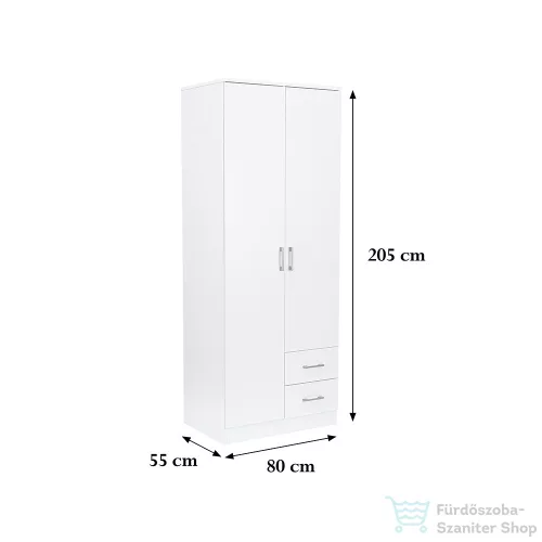 Leziter Miami gardróbszekrény 80x205 cm fehér-fehér LMGSZ80FF