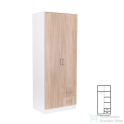   Leziter Miami gardróbszekrény 80x205 cm sonoma tölgy-fehér LMGSZ80STF