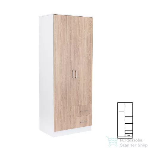 Leziter Miami gardróbszekrény 80x205 cm sonoma tölgy-fehér LMGSZ80STF