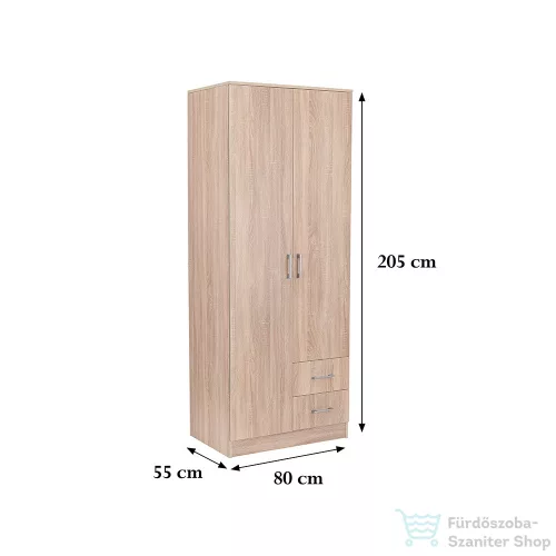 Leziter Miami gardróbszekrény 80x205 cm sonoma tölgy-sonoma tölgy LMGSZ80STST