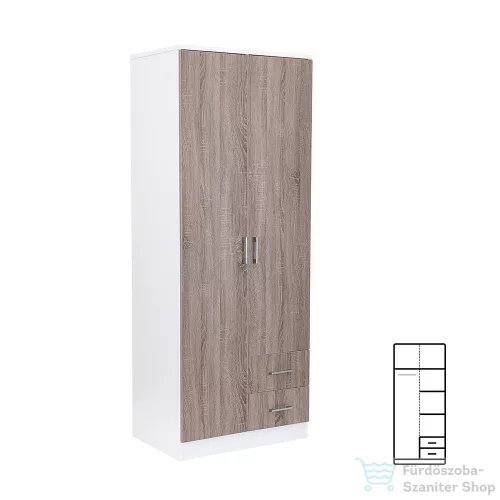 Leziter Miami gardróbszekrény 80x205 cm yorki tölgy-fehér LMGSZ80YTF