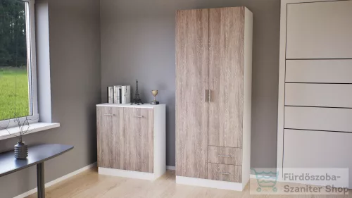Leziter Miami gardróbszekrény 80x205 cm yorki tölgy-fehér LMGSZ80YTF
