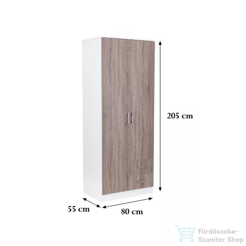 Leziter Miami gardróbszekrény 80x205 cm yorki tölgy-fehér LMGSZ80YTF