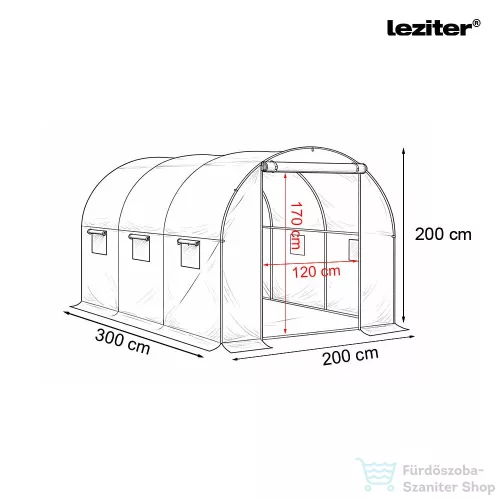Leziter Fóliasátor 200x200x300 cm váz+fólia LMH-32219