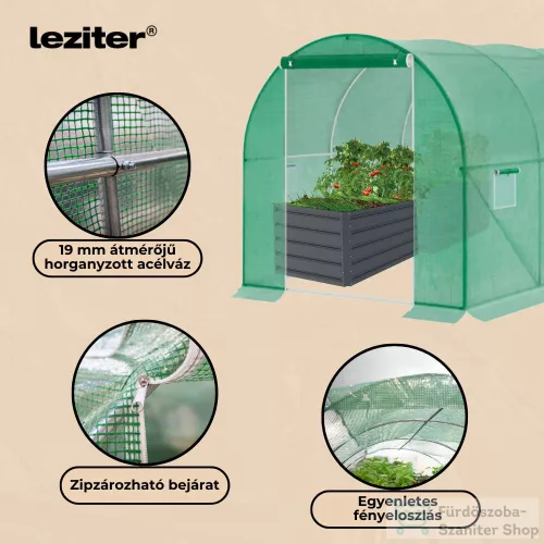Leziter Fóliasátor 200x250x400 cm váz+fólia LMH-42219