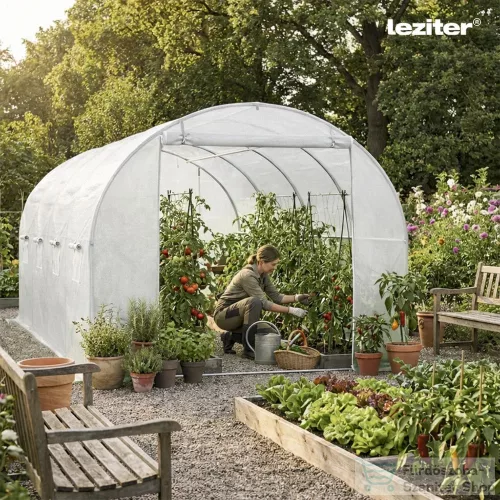 Leziter Fóliasátor 200x300x450 cm erősített vázzal+fólia fehér LMH-43225-WH