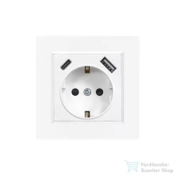   Leziter Nova földelt csatlakozóaljzat USB csatlakozóval 2A fehér kerettel LN1KERV-F_LNUSB-F