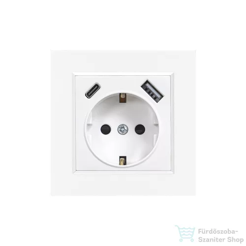 Leziter Nova földelt csatlakozóaljzat USB csatlakozóval 2A fehér kerettel LN1KERV-F_LNUSB-F