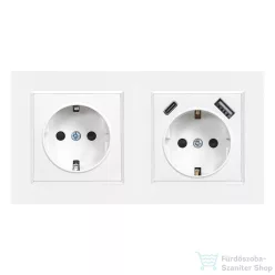   Leziter Nova földelt csatlakozóaljzat dugalj 16A 250V USB csatlakozóval fehér kerettel LN2KERV-F_LNFCS-F_LNUSB-F