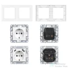 Leziter Nova földelt csatlakozóaljzat dugalj 16A 250V USB csatlakozóval fehér kerettel LN2KERV-F_LNFCS-F_LNUSB-F