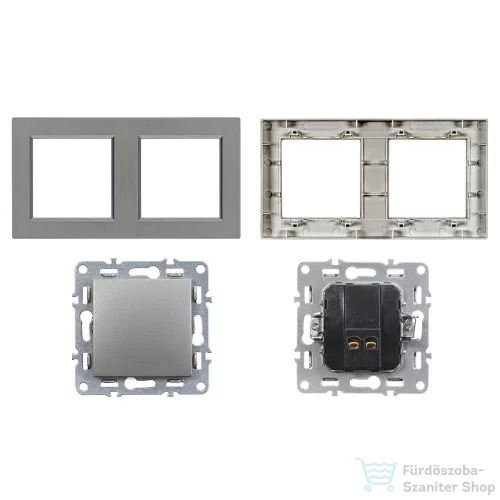 Leziter Nova kettős egy áramkörös egypólusú kapcsoló 10A 250V 101 szürke kerettel LN2KERV-SZ_LN101-SZ_2