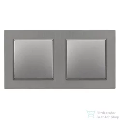   Leziter Nova kettős kereszt kapcsoló 10A 250V 107 szürke dupla kerettel LN2KERV-SZ_LN107-SZ_2