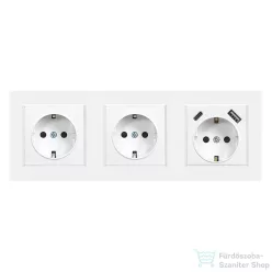   Leziter Nova III kettő földelt csatlakozóaljzat dugalj USB csatlakozóval fehér kerettel LN3KERV-F_LNFCS-F_2_LNUSB-F
