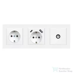   Leziter Nova földelt csatlakozóaljzat dugalj, USB, TV csatlakozóval fehér kerettel LN3KERV-F_LNFCS-F_LNUSB-F_LNTVCS-F