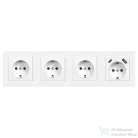 Leziter Nova IV három földelt csatlakozóaljzat dugalj USB csatlakozóval fehér kerettel LN4KERV-F_LNFCS-F_3_LNUSB-F